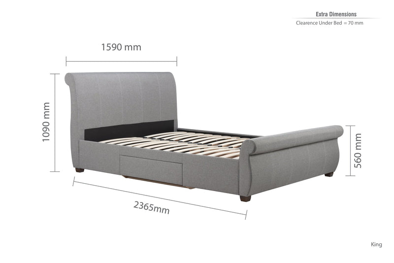 Lancaster King Bed Grey - Bedzy Limited Cheap affordable beds united kingdom england bedroom furniture