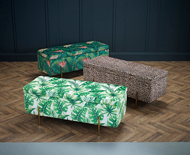 Lola Storage Ottoman Jungle Print - Bedzy UK modern and affordable home furniture England