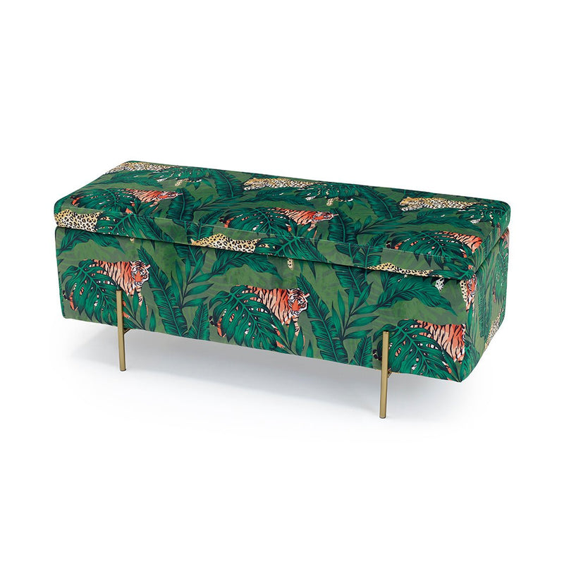 Lola Storage Ottoman Jungle Print - Bedzy UK modern and affordable home furniture England