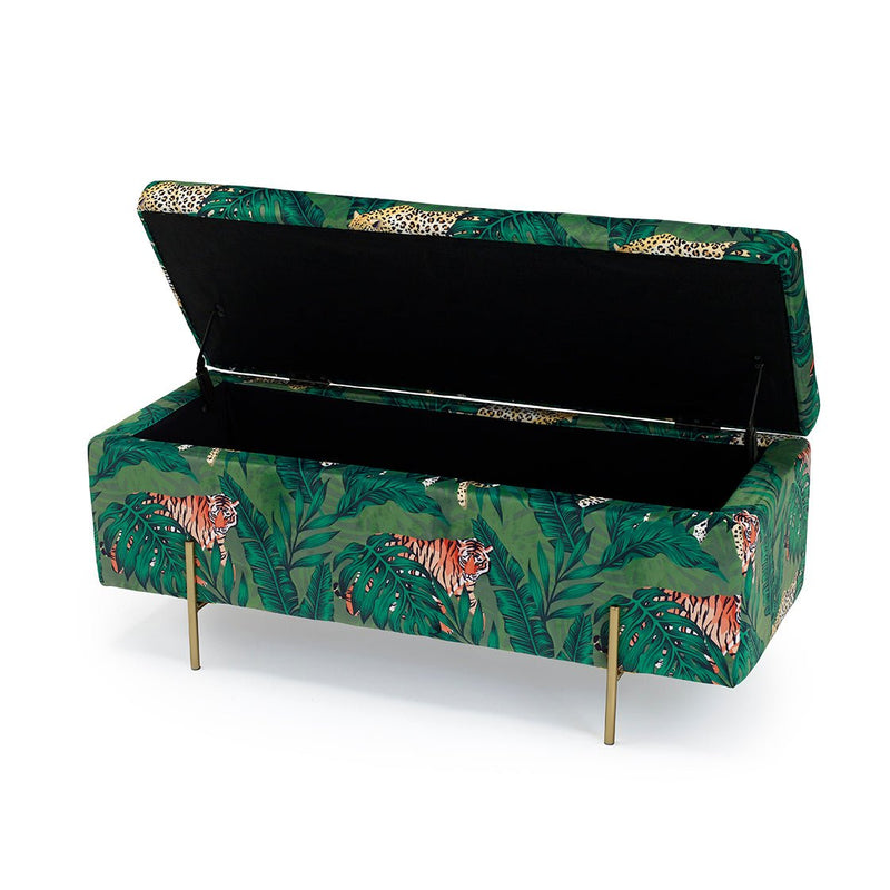 Lola Storage Ottoman Jungle Print - Bedzy UK modern and affordable home furniture England