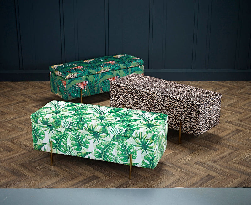 Lola Storage Ottoman Leopard Print - Bedzy Limited Cheap affordable beds united kingdom england bedroom furniture