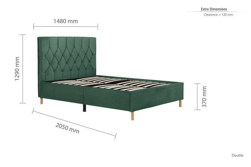 Loxley Double Bed Green - Bedzy Limited Cheap affordable beds united kingdom england bedroom furniture