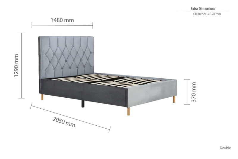 Loxley Double Bed Grey - Bedzy Limited Cheap affordable beds united kingdom england bedroom furniture