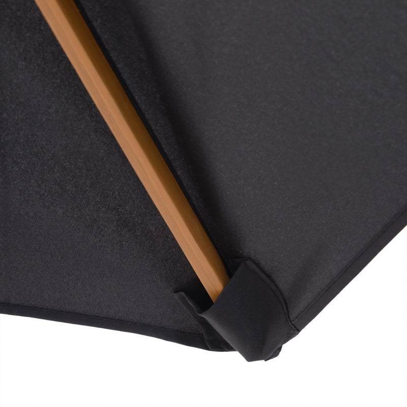 2.5m Wooden Garden Patio Parasol Umbrella-Black