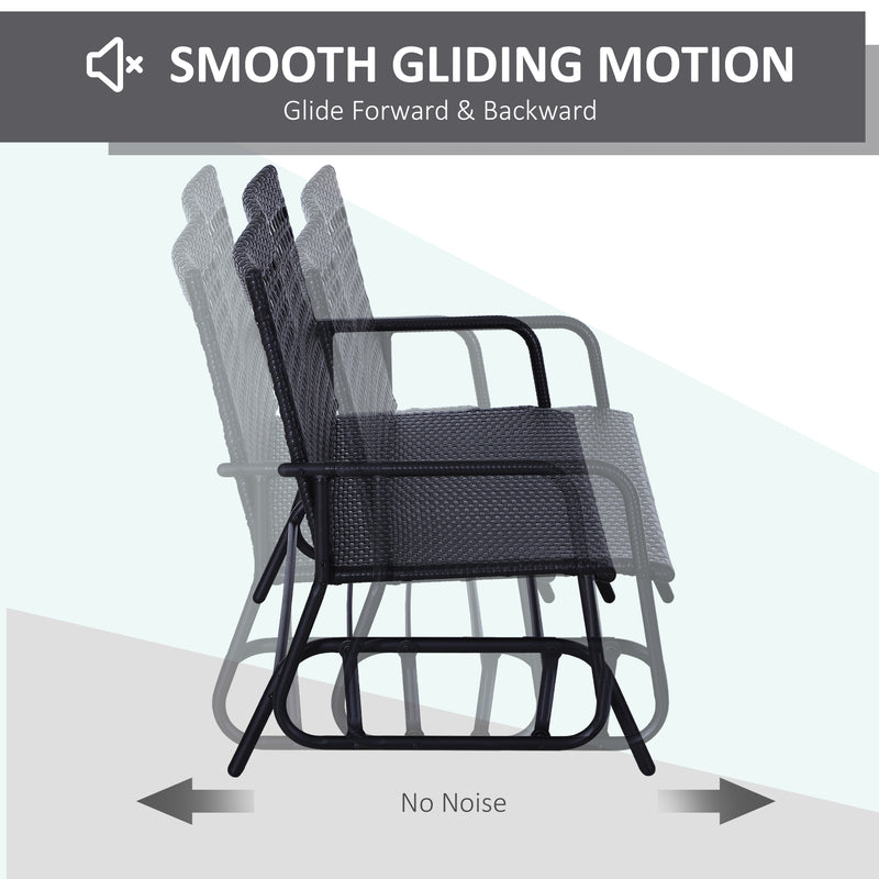 2 Seater Wicker Glider Bench Chair Rocking Chair Outdoor Patio Garden Armchair High Back