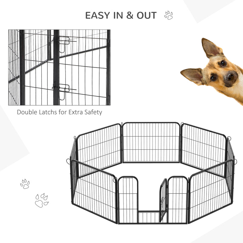 Heavy Duty Dog Pet Puppy Metal Playpen Play Pen Rabbit Pig Hutch Run Enclosure Foldable Black 80 x 60 cm (Small)