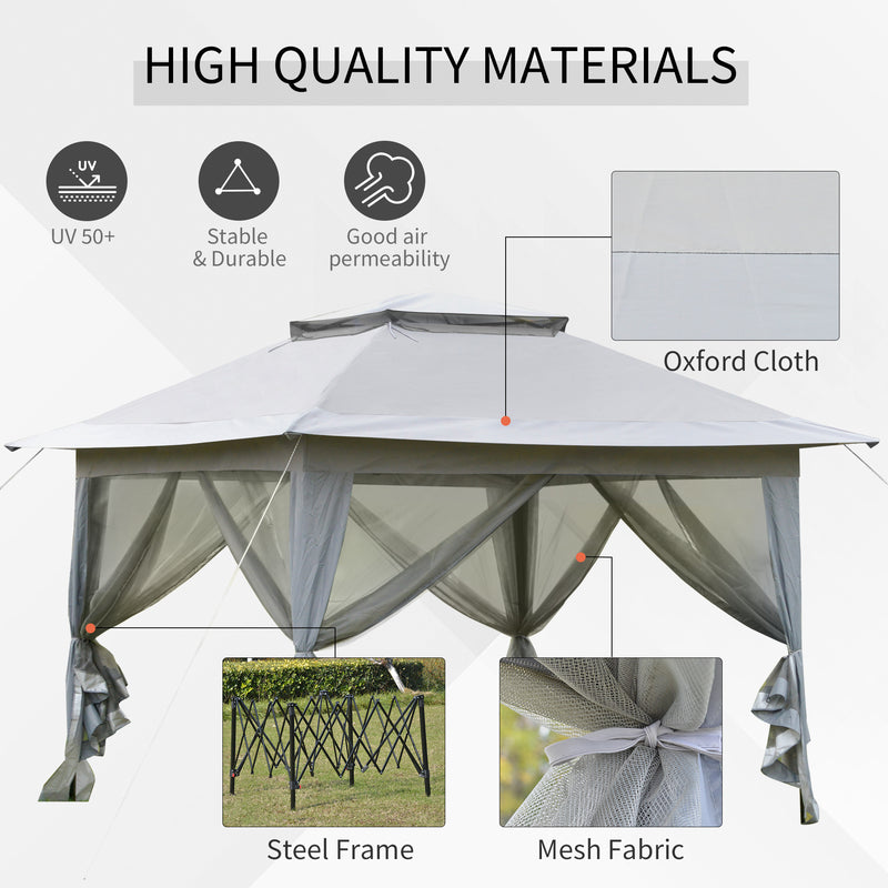 Foldable Pop-up Party Tent Instant Canopy Sun Shade Gazebo Shelter Steel Frame Oxford w/ Roller Bag, 3.6 x 3.6 x 2.9(m)
