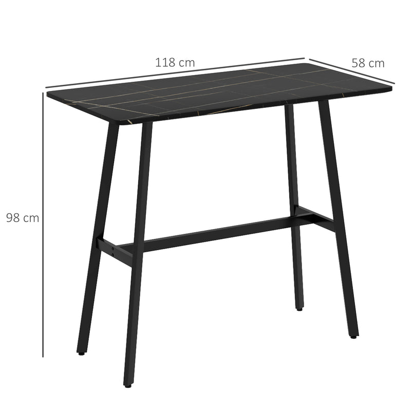 Rectangular Bar Table w/ Sturdy Metal Frame, Contemporary Design High Top Kitchen Table w/ Faux Marble Top, Easy Assembly Pub Table for 4