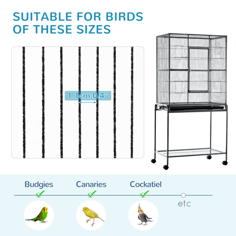 Bird Cage Metal Canary Cages for Parakeet with Detachable Rolling Stand, Storage Shelf, Wood Perch, Food Container