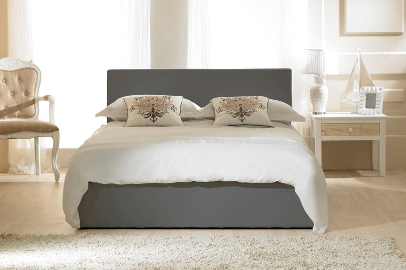 Grey leather king on sale size bed