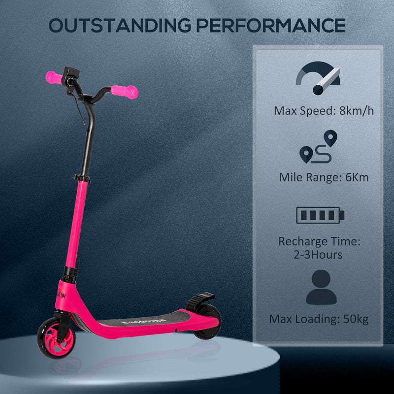 Electric Scooter, 120W Motor E-Scooter w/ Battery Level Display, 2 Adjustable Heights, and Rear Brake, Suitable for 6+ Years Old, Pink