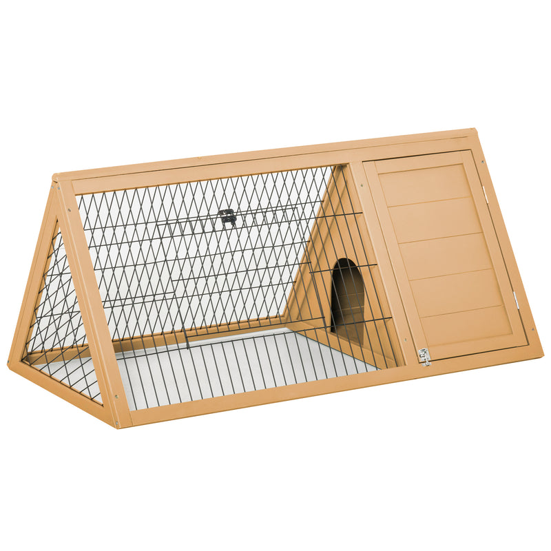 Wooden Rabbit Cage Small Animal Hutch w/ Outside Area - Yellow