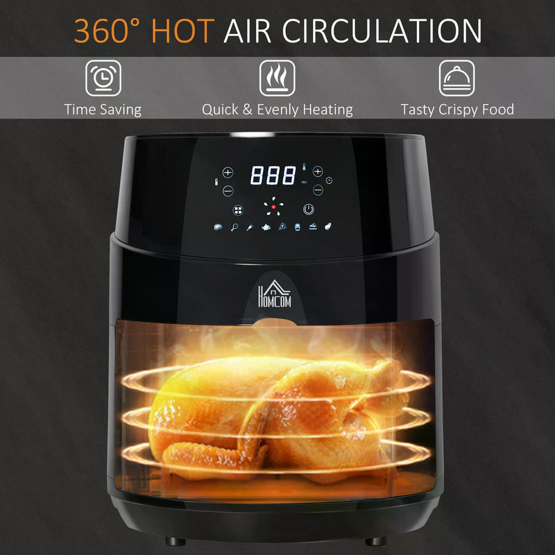 4.5L Digital Air Fryer, 1500W W/ Digital Display, Rapid Air Circulation, Adjustable Temperature, Timer and Nonstick Basket, Black