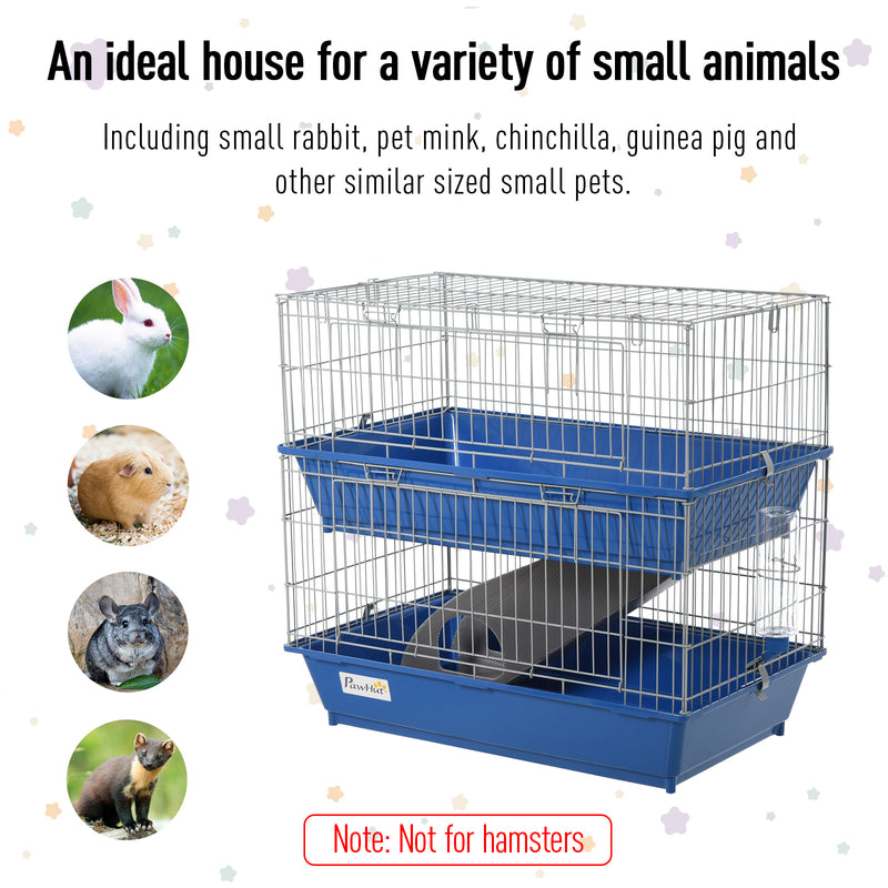 Metal 2-Tier Small Guinea Pigs Hutches Blue