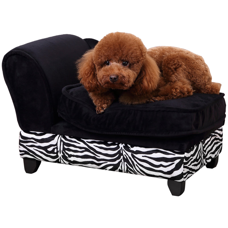 Dog Sofa Bed for XS-Sized Dogs, Pet Chair w/ Hidden Under Seat Storage, Cat Sofa Lounge w/Removable Soft Cushion, Thick Sponge, Wooden Frame