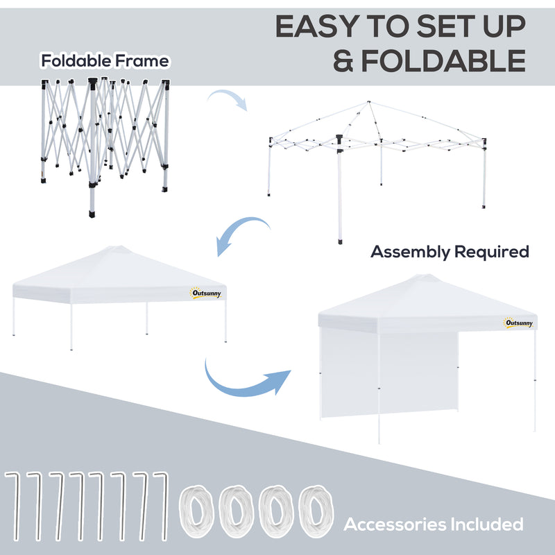 3x(3)M Pop Up Gazebo Tent with 1 Sidewall, Roller Bag, Adjustable Height, Event Shelter Tent for Garden, Patio, White