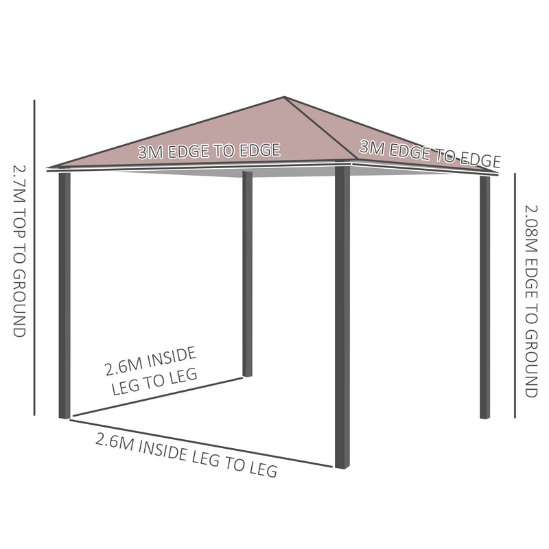 3x3 m Gazebo Pavilion-Coffee
