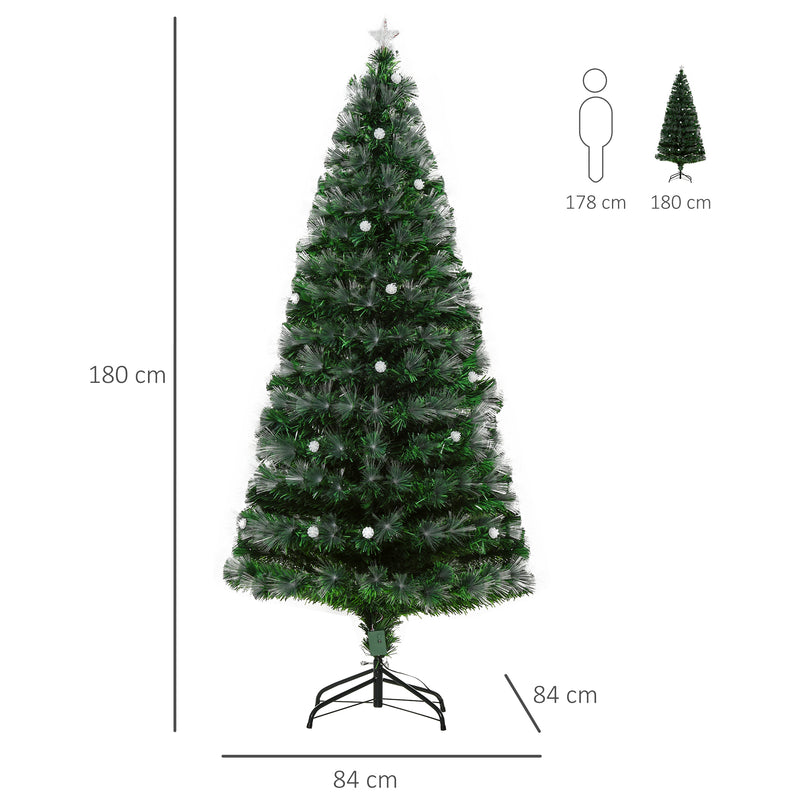 HOMCM 6ft White Light Artificial Christmas Tree w/ 230 LEDs Star Topper Tri-Base Full Bodied Seasonal Decoration Pre-Lit Home