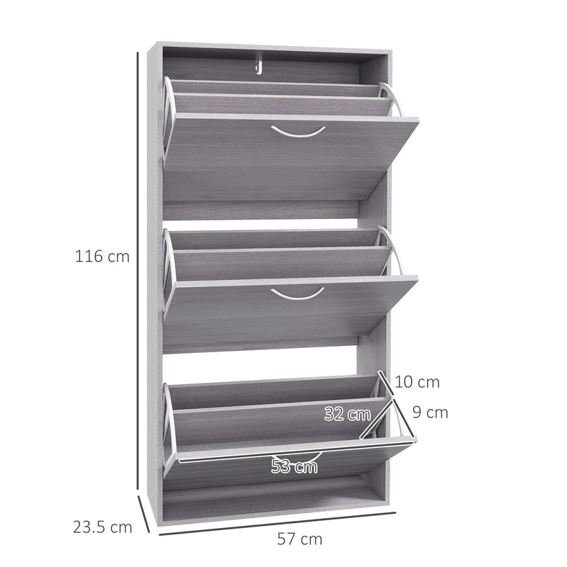 Shoe Storage Cabinet with 3 Flip Drawers, Narrow and Slim, 12 Pair of Shoes Organizer for Hallway, Entryway