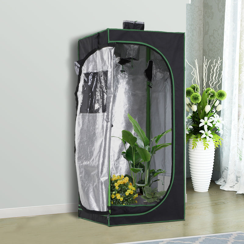 Hydroponic Plant Grow Tent W/ Window Tool Bag, 60L x 60W x 140Hcm-Black/Green