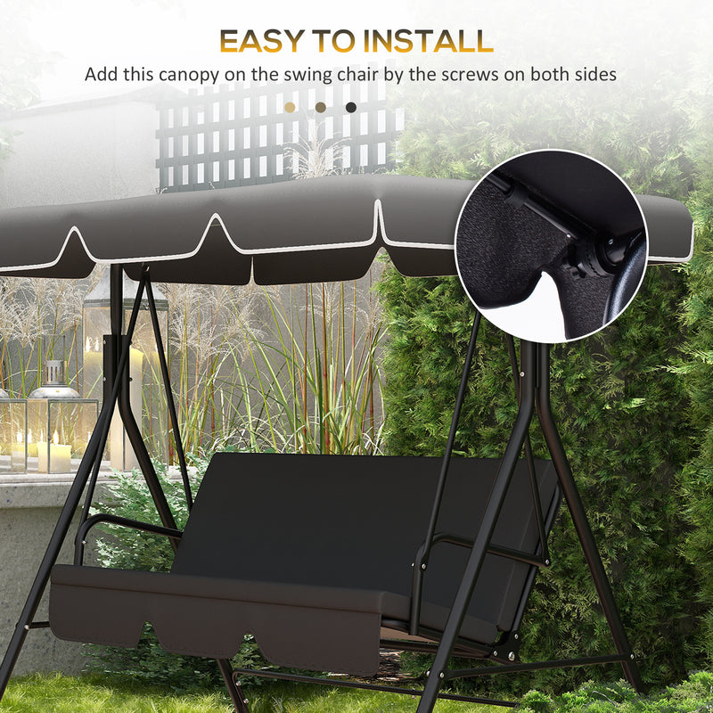 2 Seater Garden Swing Canopy Replacement Cover, UV50+ Sun Shade (Canopy Only), Black