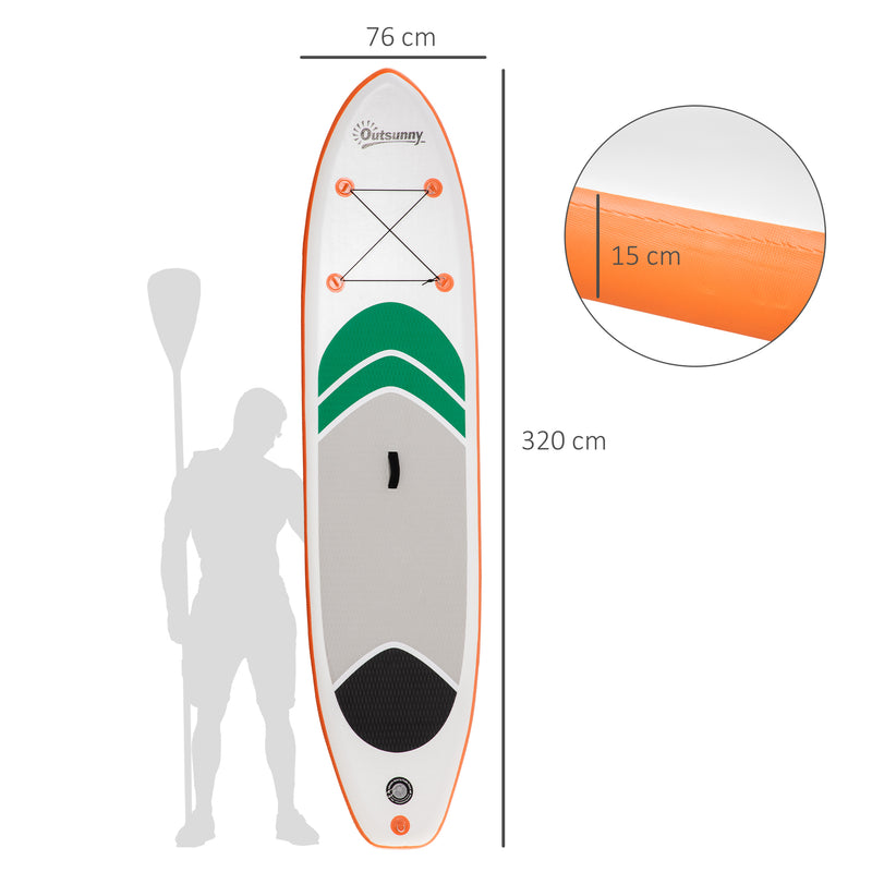 10'6" x 30" x 6" Inflatable Non-Slip Paddle Stand Up Board w/ Adjustable Aluminium Paddle, ISUP Accessories, 320L x 76W x 15H cm - White