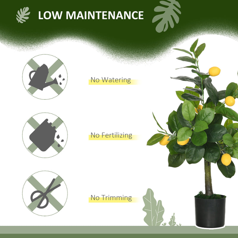 Set of 2 Artificial Plants, Lemon and Orange Tree with Pot, for Home Indoor Outdoor Decor, 60cm