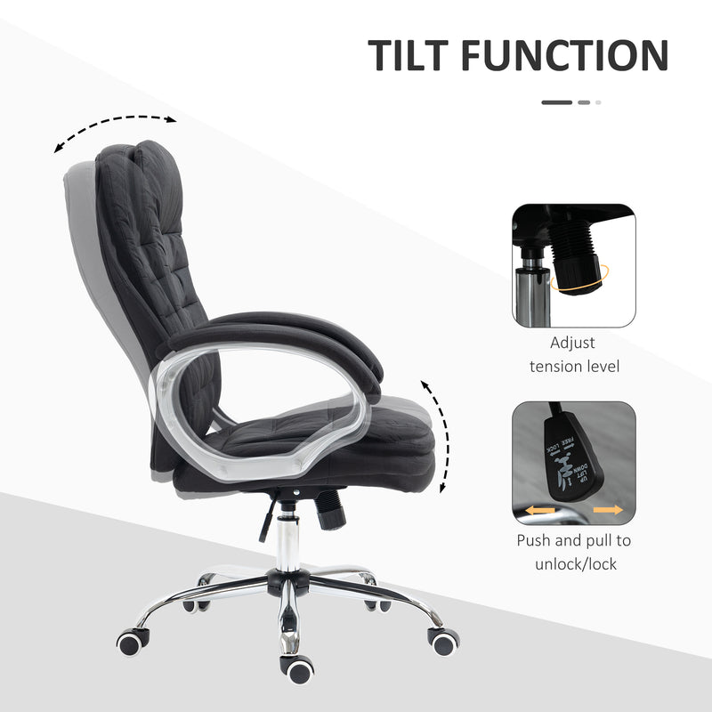 Ergonomic Office Chair Task Chair for Home with Arm, Swivel Wheels, Linen Fabric, Black