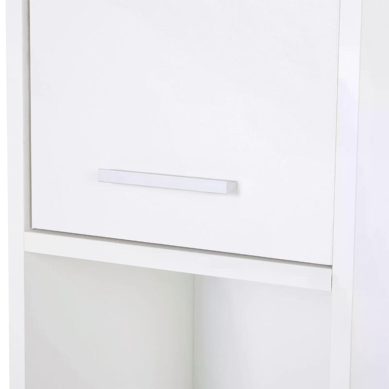 Slim Bathroom Tall Cabinet, High Floor Cabinet Unit for Bathroom, Freestanding Storage Cabinet with 2 Doors and Adjustable Shelves, White