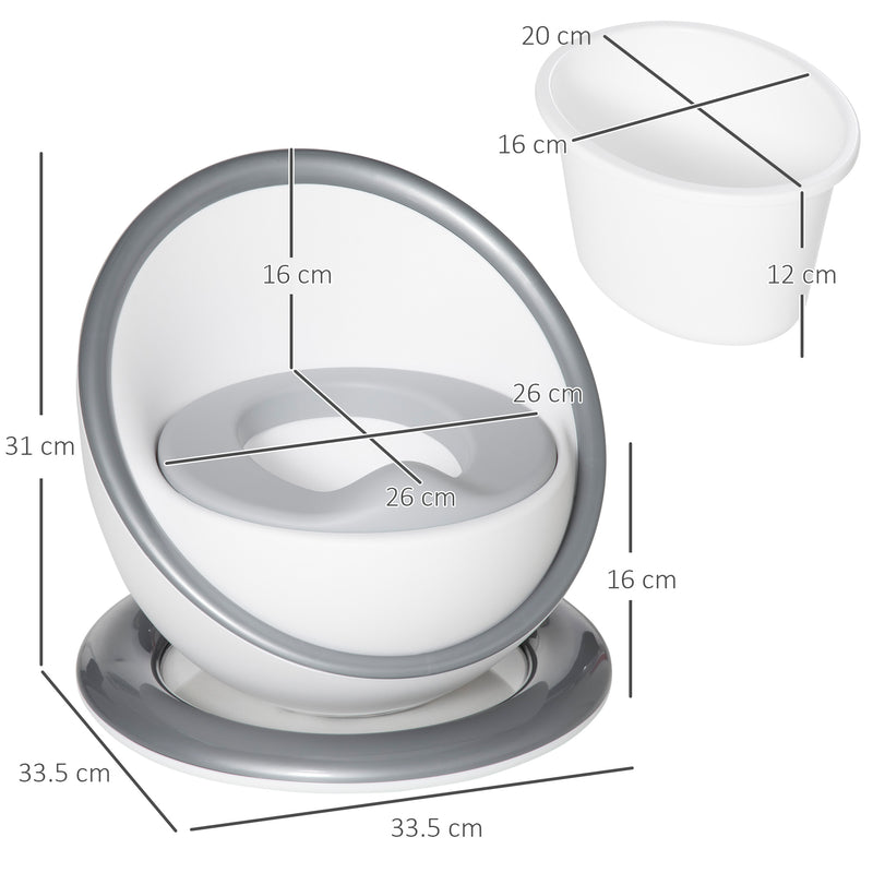 Kids Potty Training Toilet with Brush, Mini Size Training Seat with Removable Inner Pot, Splash Guard, Non-slip Mat, White