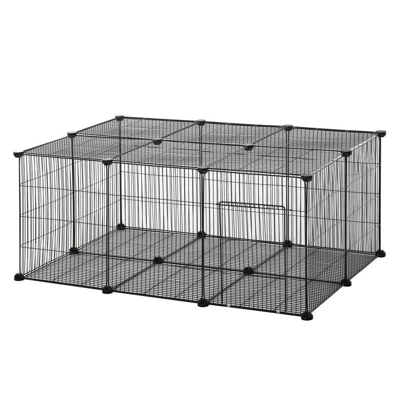 Pet Playpen DIY Small Animal Cage Metal Fence with Door, 22 Pieces, for Bunny Chinchilla Hedgehog Guinea Pig