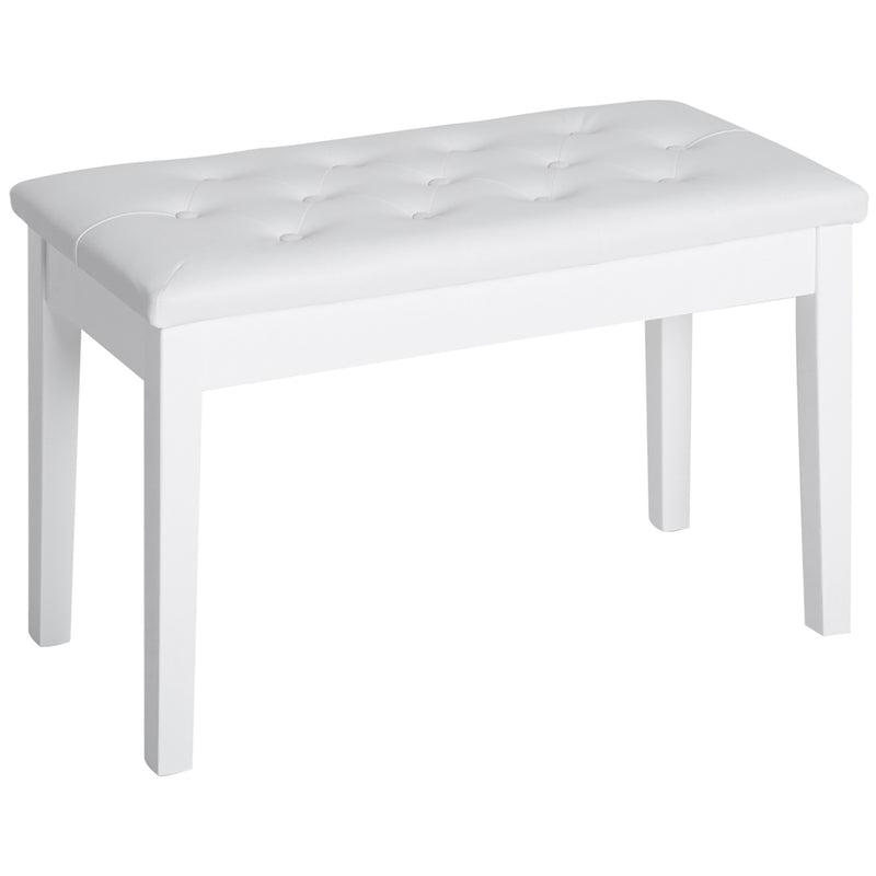 PU Leather Upholstered Piano Stool Makeup Stool Bench Dressing Table Seat with Storage 76x36x50cm, White