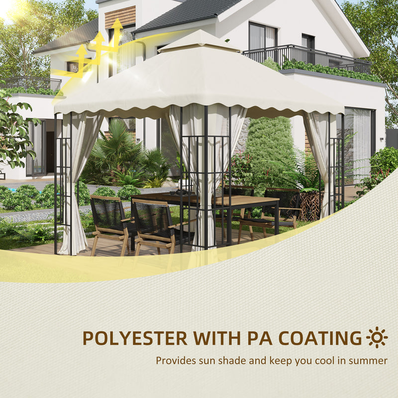 3 x 3 (m) Gazebo Canopy Replacement Covers, 2-Tier Gazebo Roof Replacement (TOP ONLY), Cream White