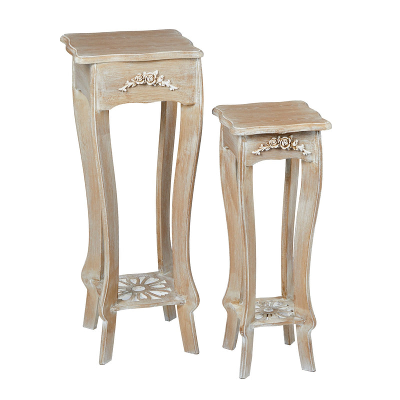 Provence Plant stand set of 2 Weathered Oak - Bedzy Limited Cheap affordable beds united kingdom england bedroom furniture