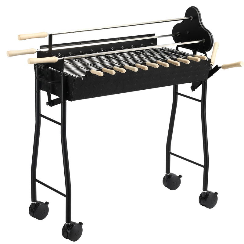 Charcoal Trolley BBQ Garden Outdoor Barbecue Cooking Grill High Temperature Powder Wheel 85x36x90cm New
