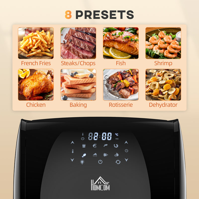 12L 8 in 1 Digital Air Fryer Oven with Air Fry, Roast, Broil, Bake, Dehydrate, Rapid Air Circulation and 60-Minute Timer, 1800W, Black