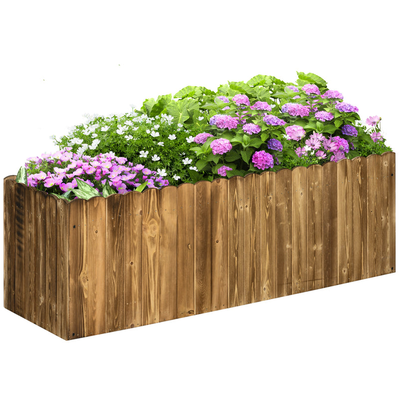 172L Garden Flower Raised Bed Pot Wooden Outdoor Large Rectangle Planter Vegetable Box Outdoor Herb Holder Display (120L x 40W x 40H (cm))