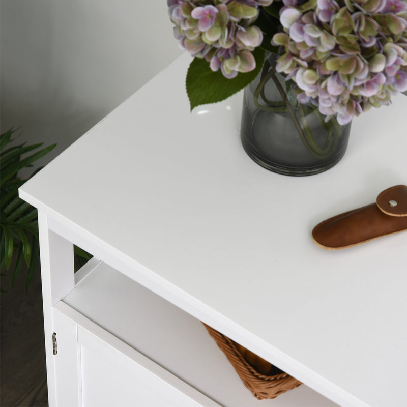 Kitchen Console Table/Buffet Sideboard/Wooden Storage Table with 2-Level Cabinet and Open Shelf, White