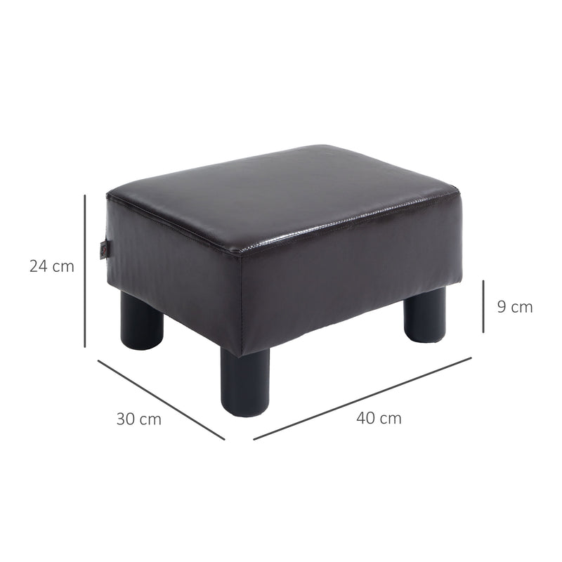 PU Leather Footstool Ottoman Cube with 4 Plastic Legs