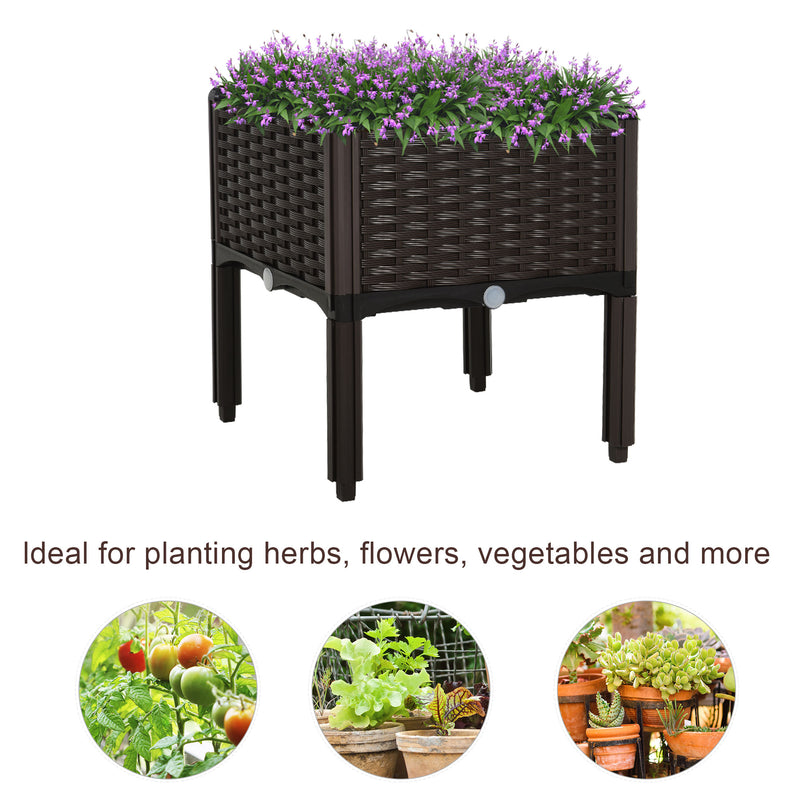Garden Raised Bed Elevated Patio Flower Plant Planter Box Vegetables Planting Container PP