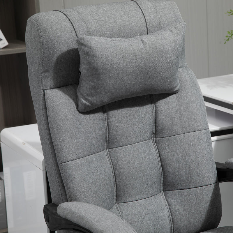 Office Chair with Footrest Ergonomic Office Chair with Armrests Lumber Support and Headrest Light Grey