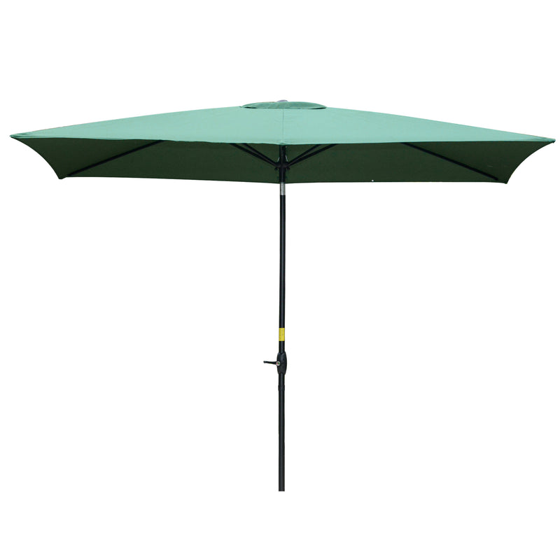 2 x 3m Rectangular Market Umbrella Patio Outdoor Table Umbrellas with Crank & Push Button Tilt, Green