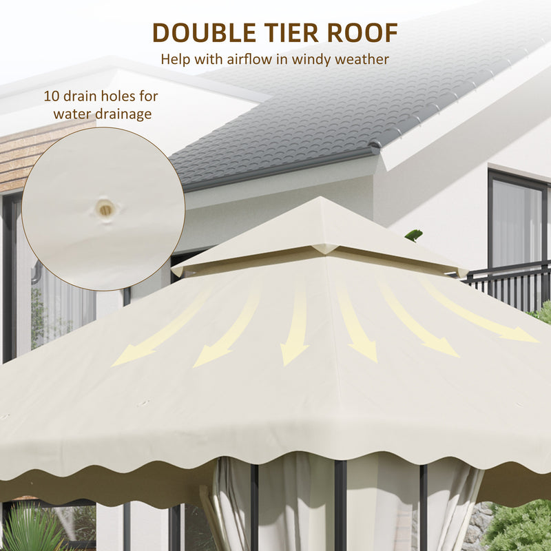 3 x 3 (m) Gazebo Canopy Replacement Covers, 2-Tier Gazebo Roof Replacement (TOP ONLY), Cream White