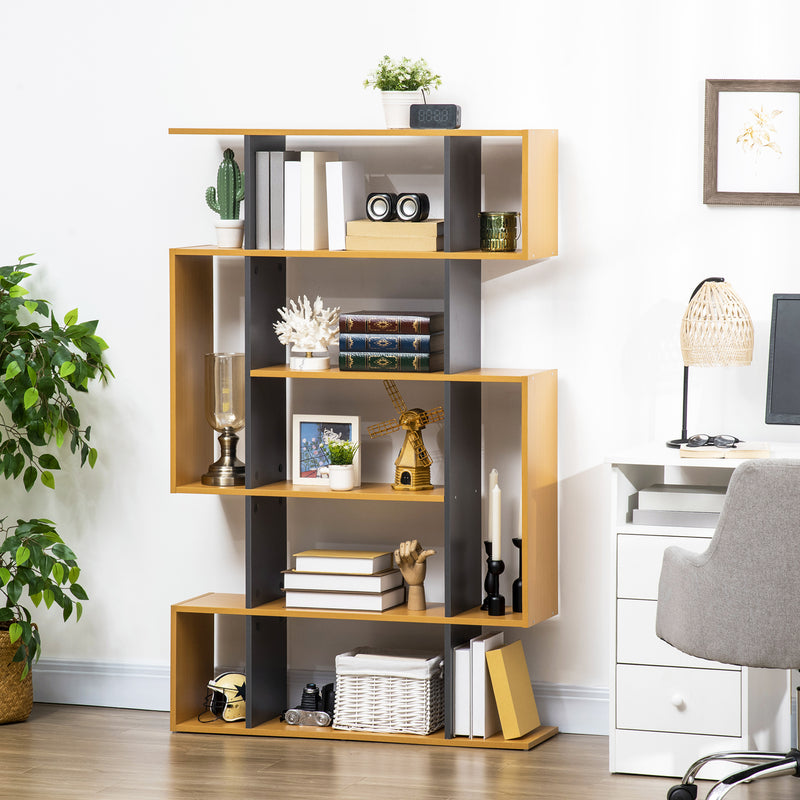 5-Tier Bookshelf, Modern Bookcase with 13 Open Shelves, Freestanding Decorative Storage Shelving for Home Office and Study, Natural