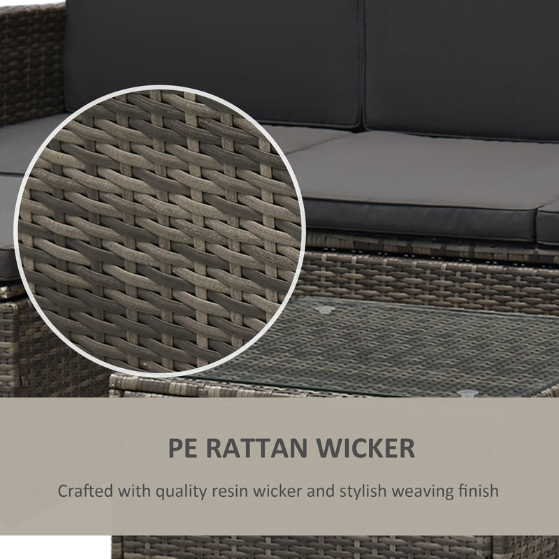 4-Seater Outdoor Garden Rattan Furniture Set w/ Table Grey