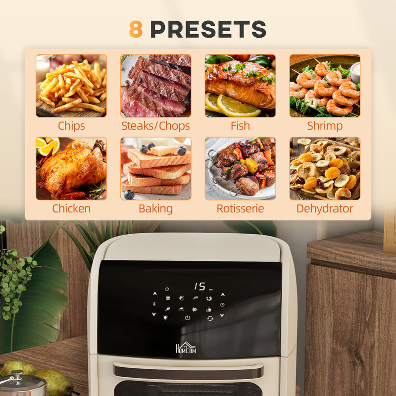 Digital Air Fryer with 8 Preset Modes, Rapid Air Circulation, 12L Air Fryer Oven with Memory Function, 1800W, White