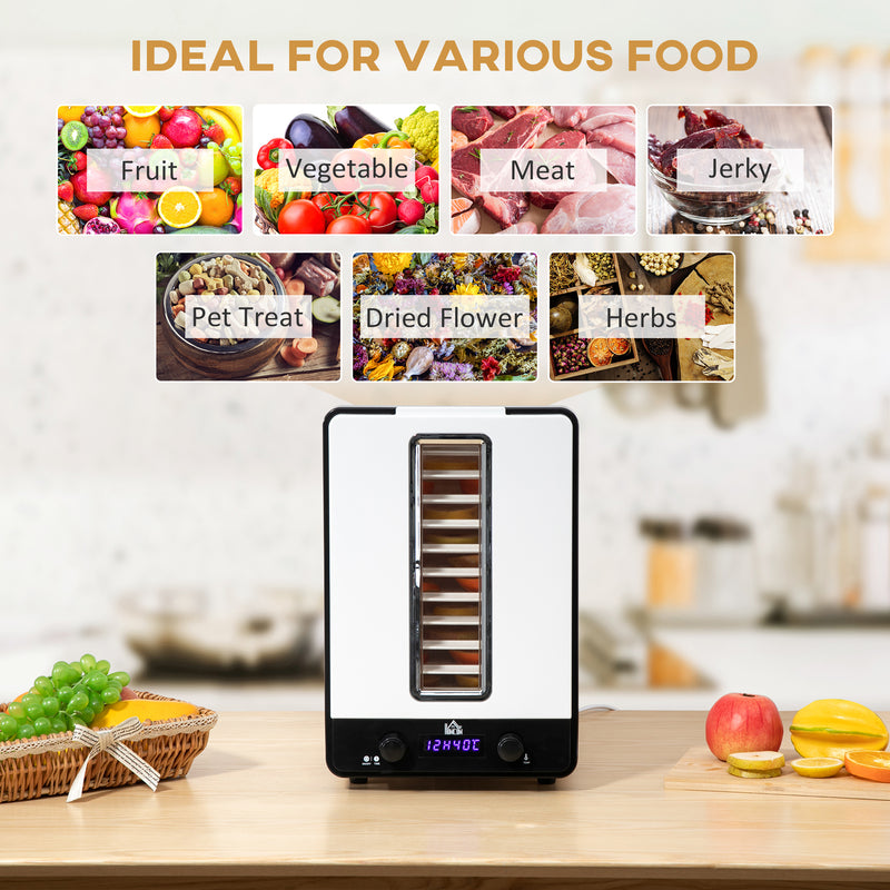 11 Tier Food Dehydrator, 550W Food Dryer Machine with Adjustable Temperature, Timer and LCD Display for Drying Fruit, Meat, Vegetable, White