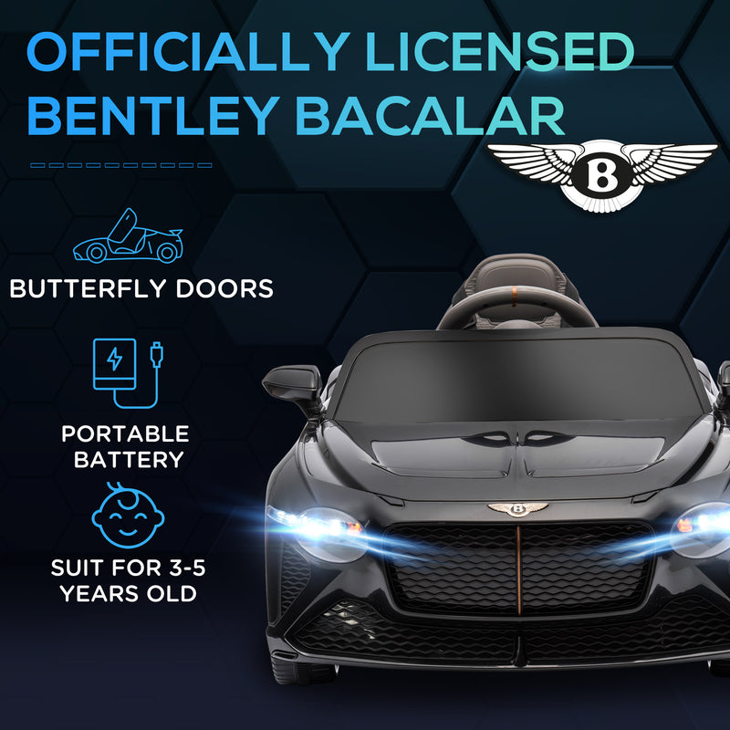 Bentley Bacalar Licensed 12V Kids Electric Ride on Car w/ Remote Control, Powered Electric Car with Portable Battery, Music, Horn