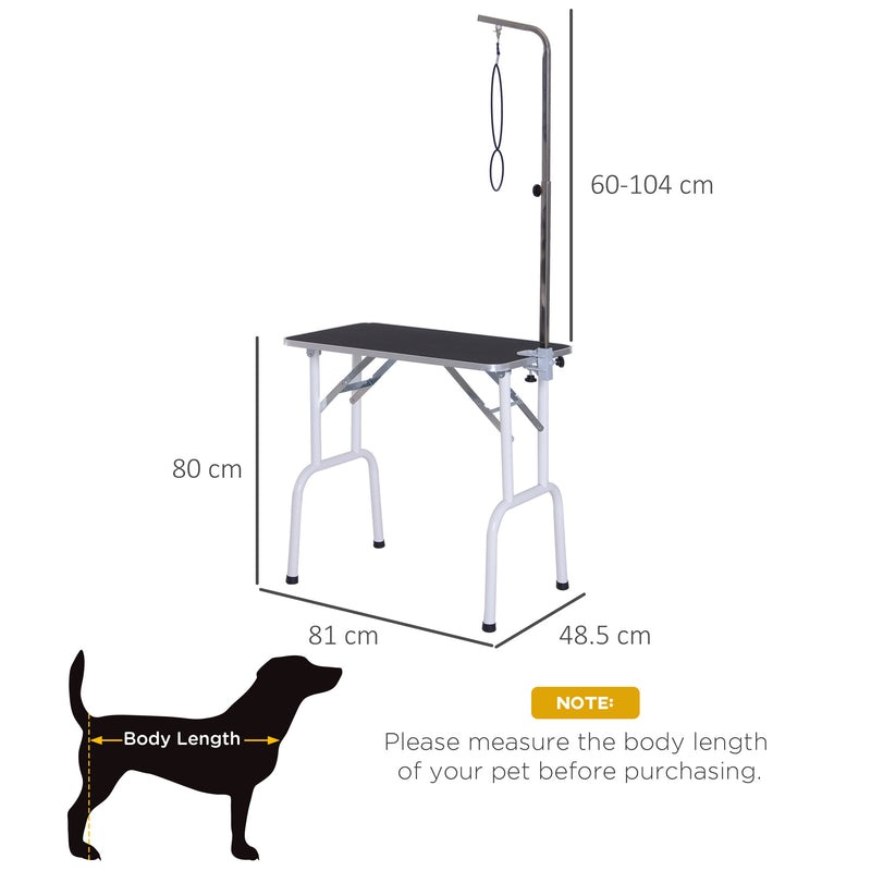 Folding Pet Grooming Table for Small Dogs with Adjustable Grooming Arm Max Load 30 KG, 81x48.5x80 cm