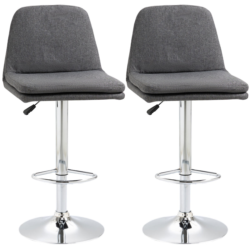 Morden Bar Stools Set of 2, Swivel Fabric Breakfast Barstools, Adjustable Kitchen Stools with Backs, Footrest for Home Pub Area, Grey